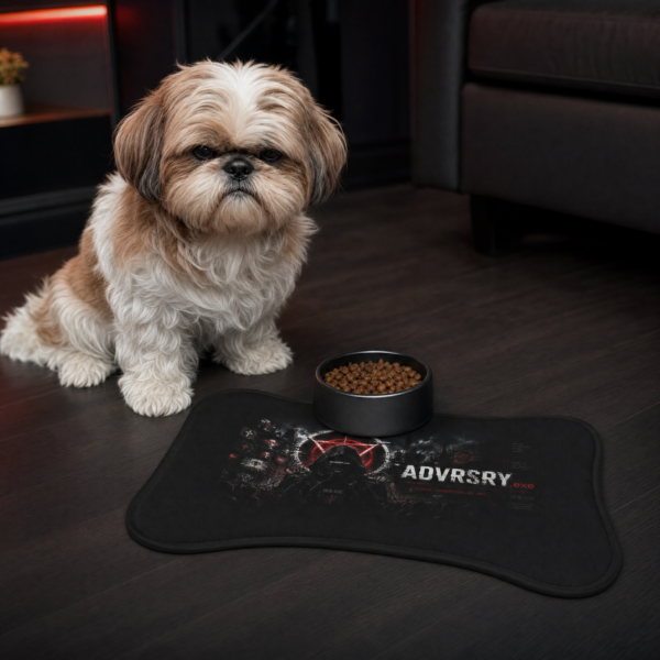 ADVRSRY.exe Gamer Pet Feeding Mat — Dark Cyberpunk Dog/Cat Bowl Placemat
