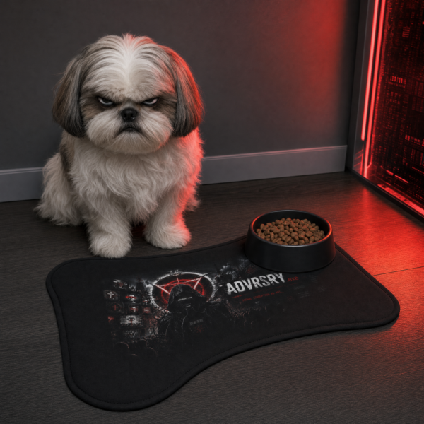 ADVRSRY.exe Gamer Pet Feeding Mat — Dark Cyberpunk Dog/Cat Bowl Placemat