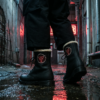ADVRSRY DROP 07 — Neon Alley ADVRSRY.exe Fur-Lined Leather Boots