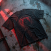 Graphic Tee — Dark Hooded Figure with Red Sigil "ADVRSRY"