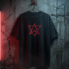 Graphic Tee — Dark Hooded Figure with Red Sigil "ADVRSRY"