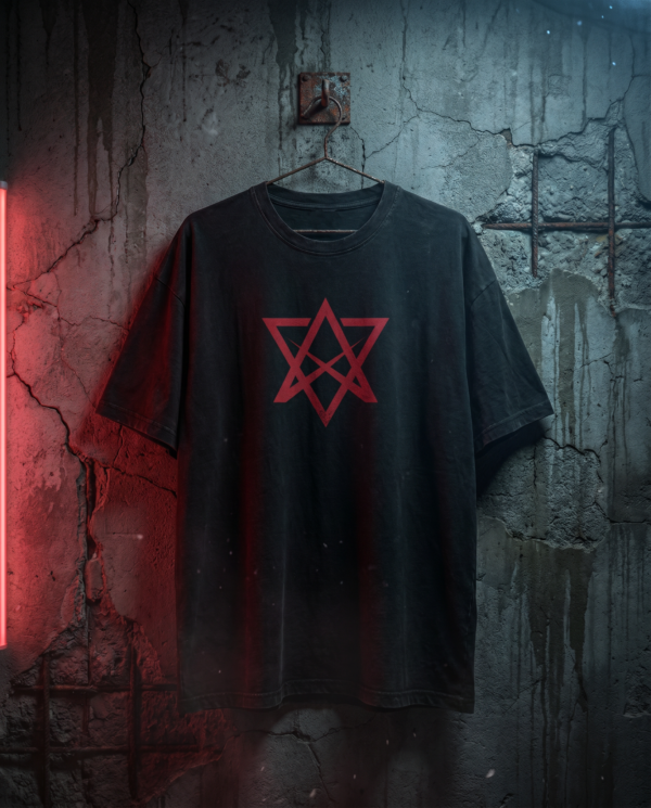 Graphic Tee — Dark Hooded Figure with Red Sigil "ADVRSRY"