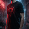 Hooded Figure Graphic T-Shirt — 'ADVERSARY' Dark Cyberpunk Tee