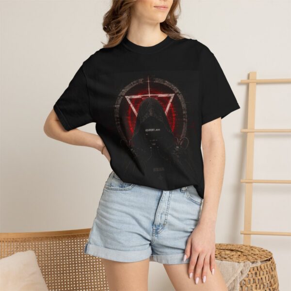 product-12-39d0610c45faddaa68986e16e666d39d Hooded Figure Graphic T-Shirt — 'ADVERSARY' Dark Cyberpunk Tee