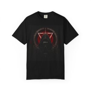 product-12-49fef0cbf86afbc7b2bf8153fbeb151d Hooded Figure Graphic T-Shirt — 'ADVERSARY' Dark Cyberpunk Tee