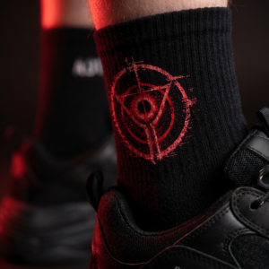 ADVRSRY.exe Club Black Crew Socks — Logo & “ADVRSRY.exe” Graphic