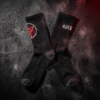 ADVRSRY DROP 06 — Flatlay ADVRSRY.exe Club Black Crew Socks — Logo & “ADVRSRY.exe” Graphic